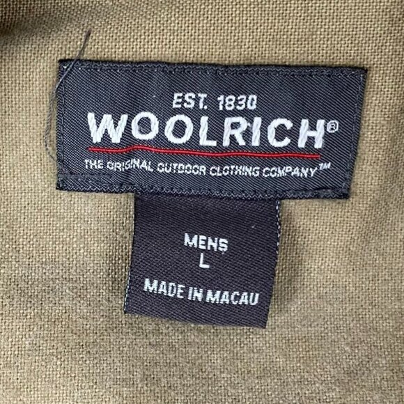 Woolrich Men's Shirt Large Long-Sleeve Button-Up Khaki With Dual Flap Pockets - Picture 3 of 12